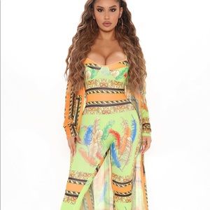 Fashion Nova - Feather Or Not Jumpsuit Set